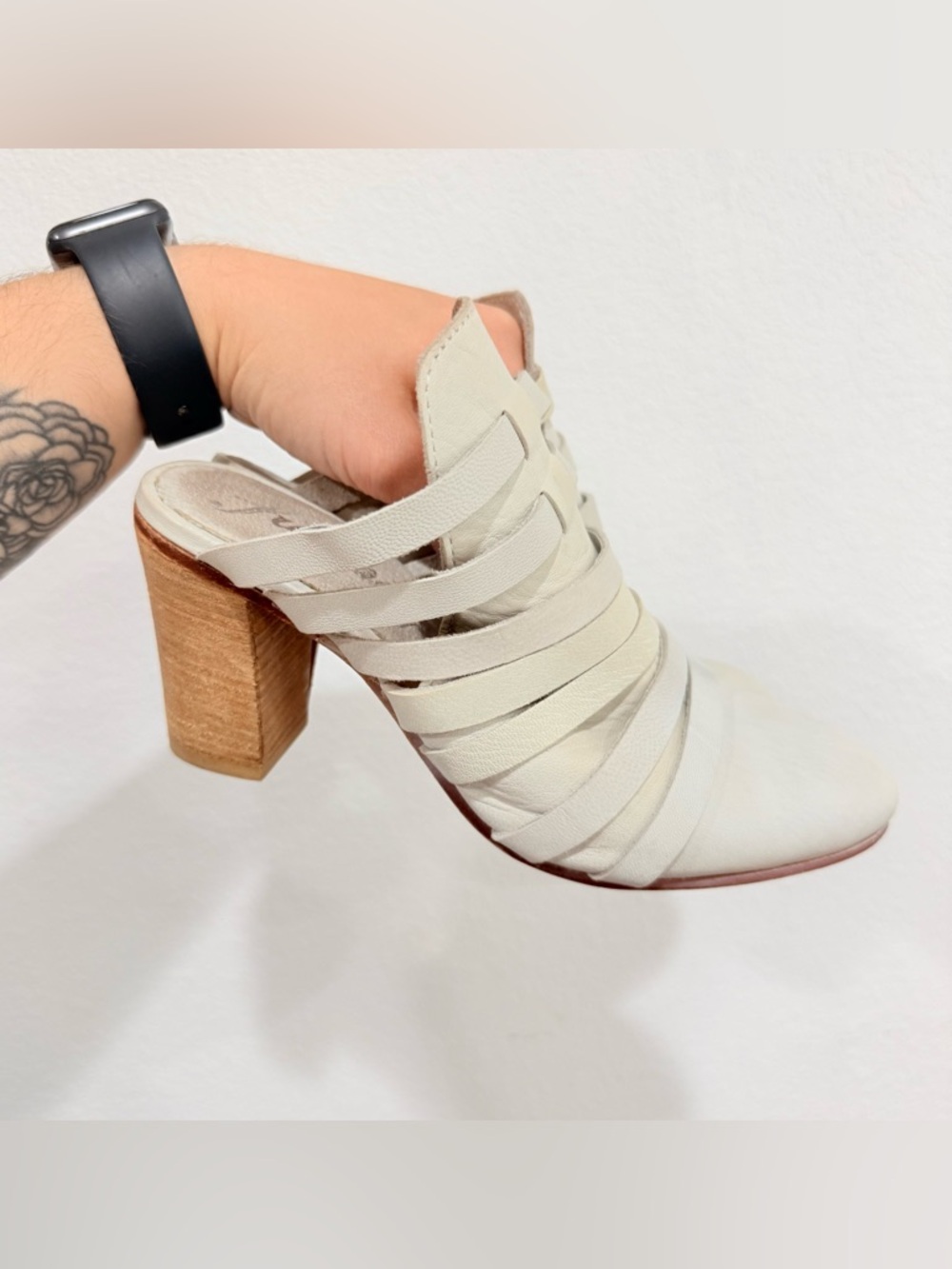 Free People Strappy Leather Mules Women’s Size 7-7.5 (38) Pastel Mint Green